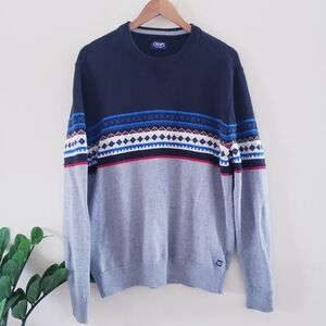 CHAPS KNIT Men"s 100% Cotton Crewneck  Sweater - Multi - XL